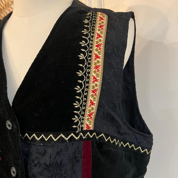 Vintage White Stag Velvet Tapestry Embroidered Vest Boho Western Cottagecore L - Picture 5 of 9